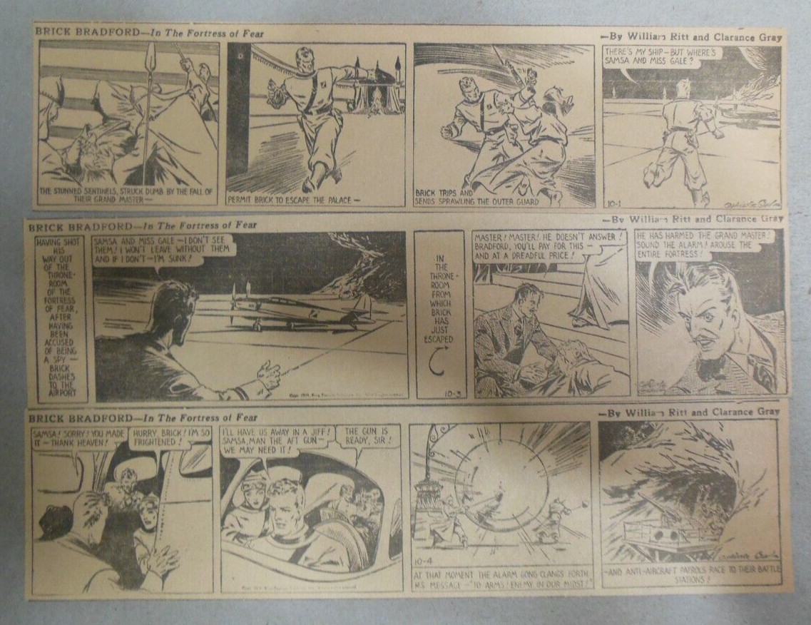 (79) “Brick Bradford Dailies by Ritt & Gray from 10-12, 1938 3 x 10 inches