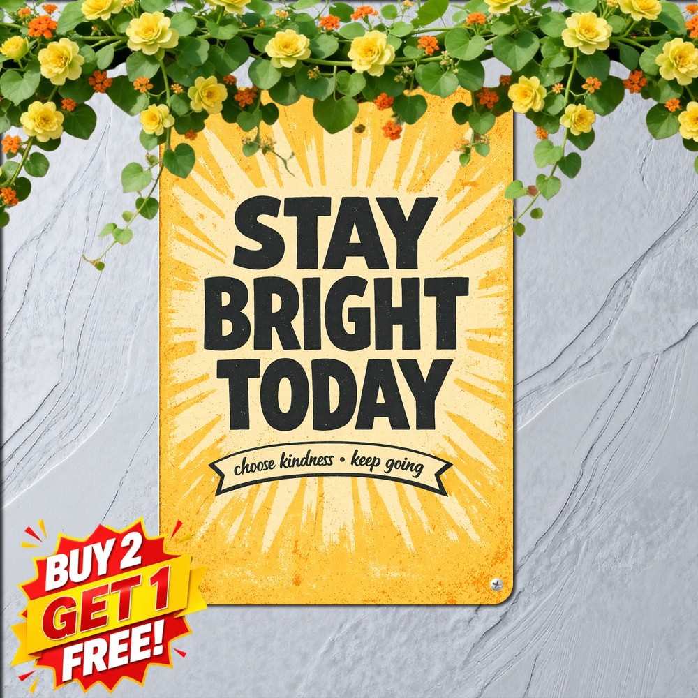 Good Vibes Only Yellow Background Hand Lettered Motivation Metal Tin Sign