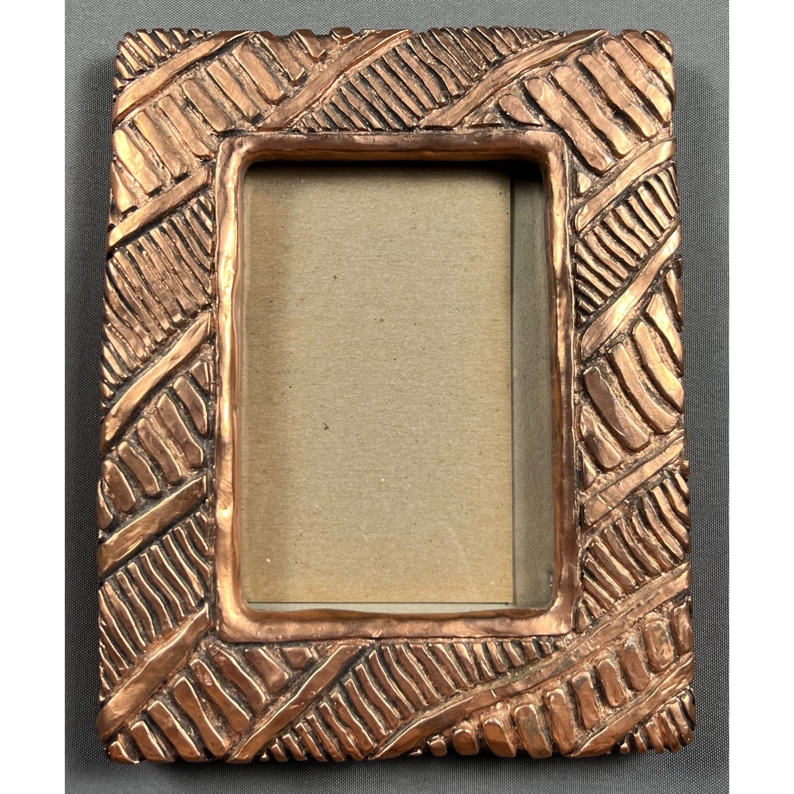 Vintage Terragrafics Copper Metal Picture Frame Heavy Geometric 5×7 Art Deco