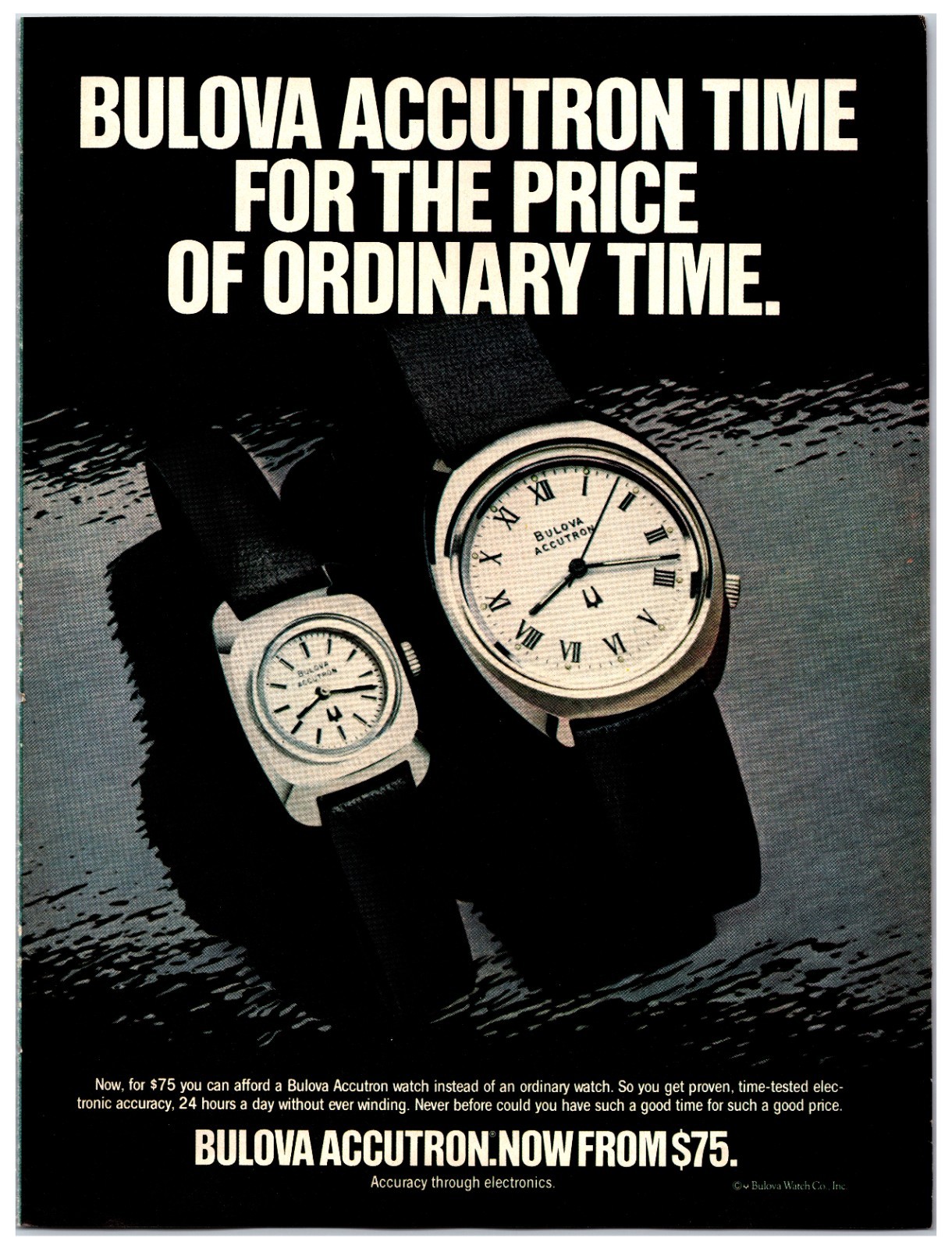 1971 Bulova Accutron Wrist Watch – Original Print Ad (8in x 11in) Advertisement
