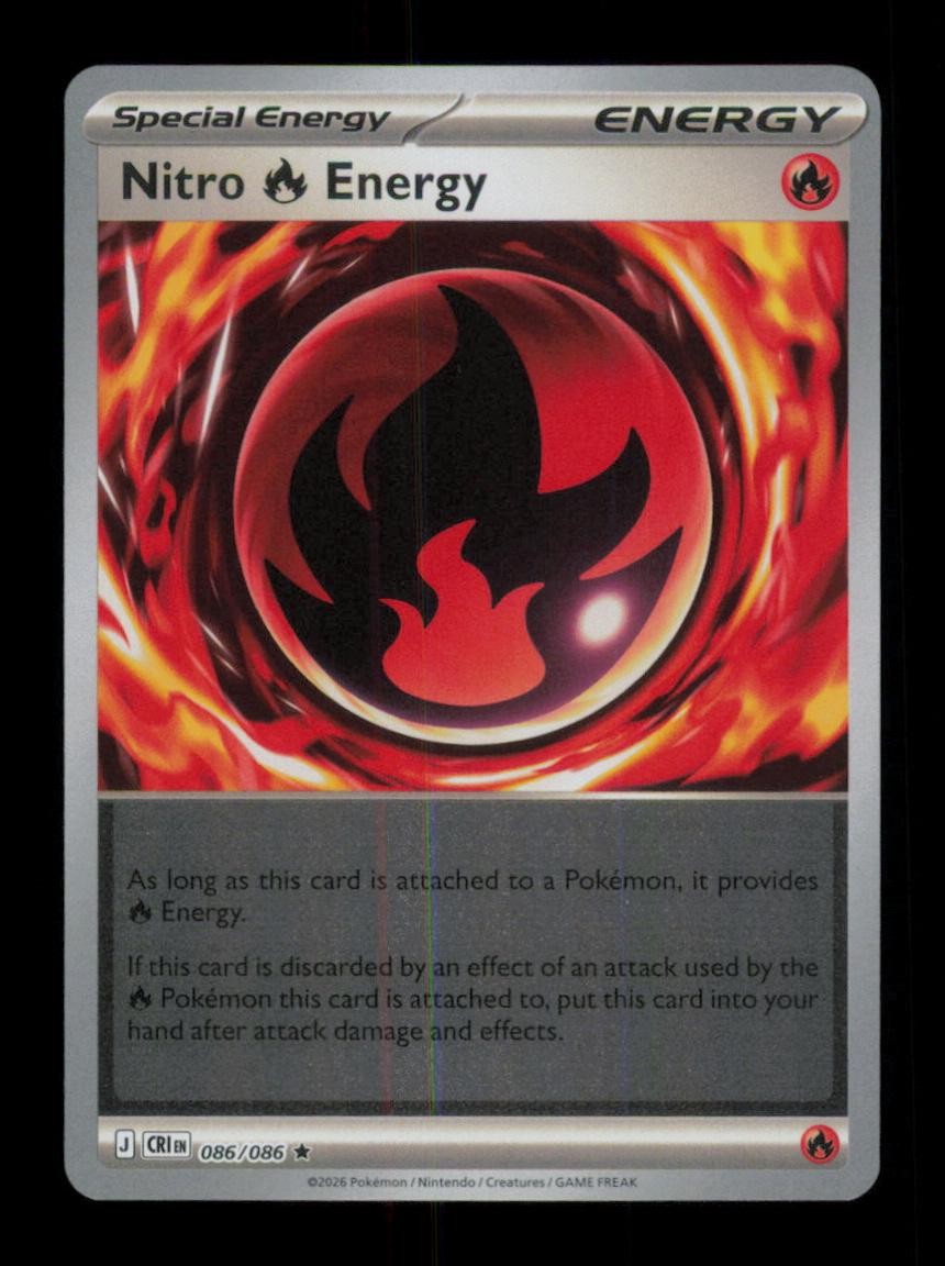 REVERSE HOLO NITRO R ENERGY RARE 086/086 NM POKEMON