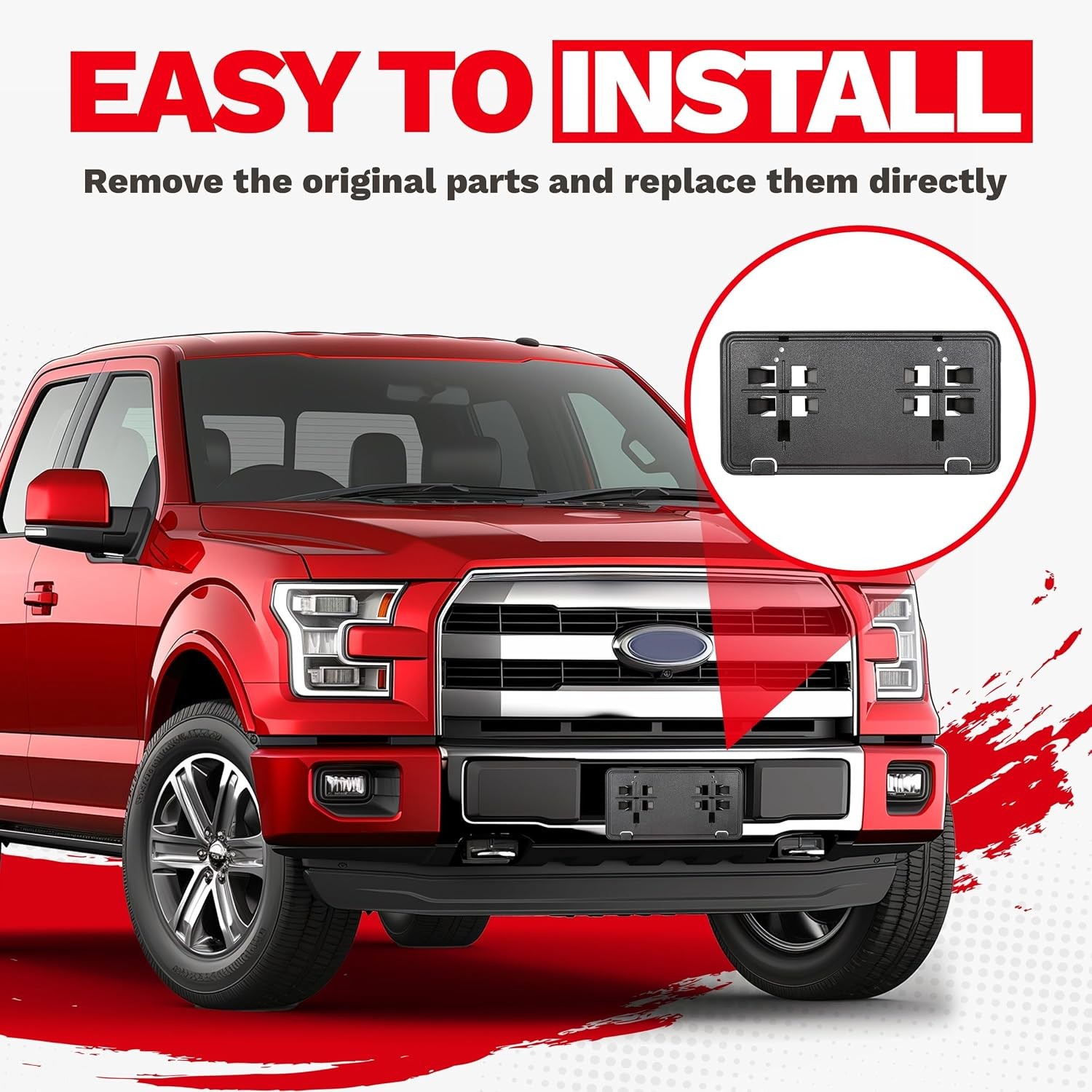 Front License Plate Bracket Compatible with 2015-2017 Ford F-150 F150