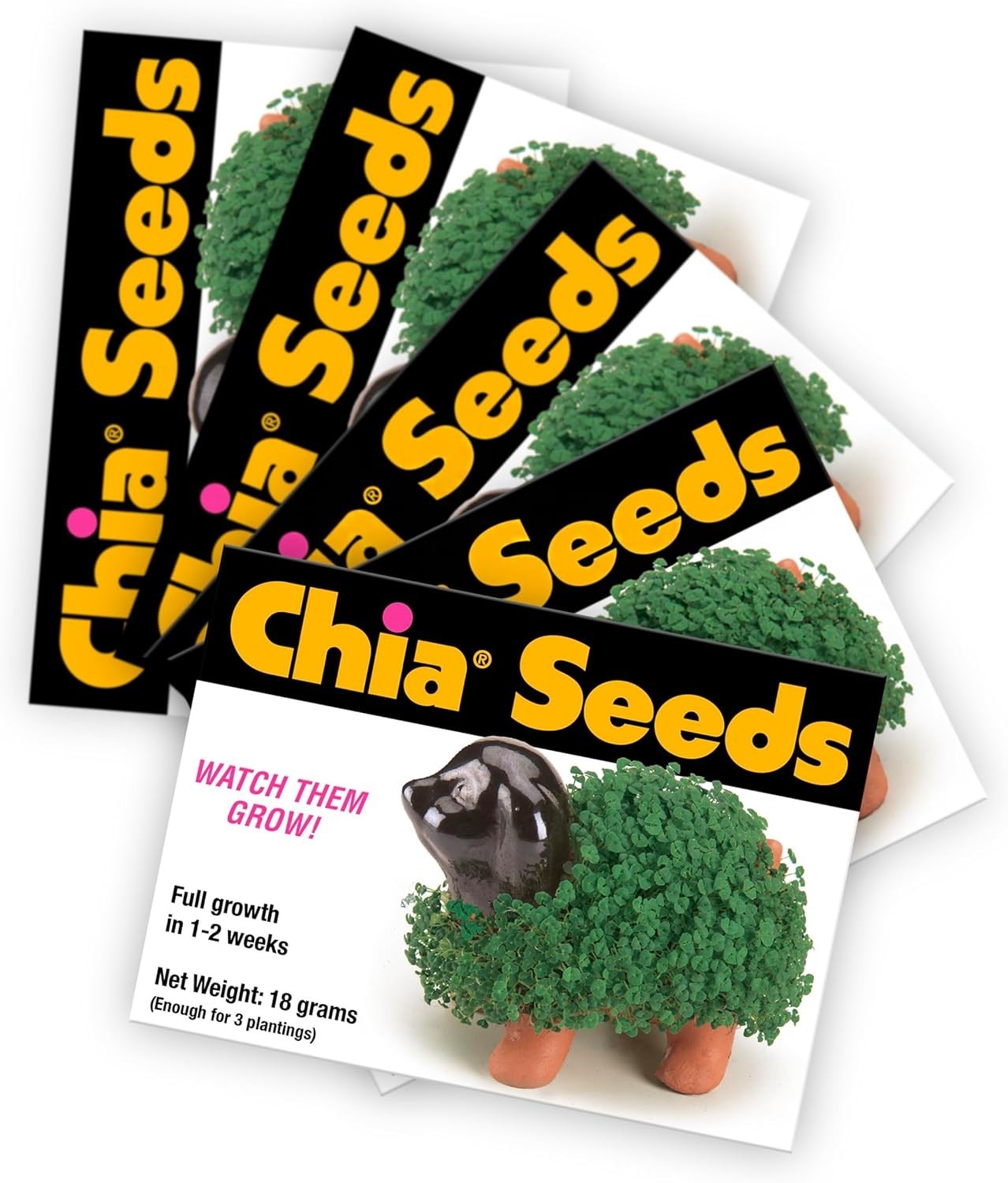 Chia Seed Packet, 5 Count (Chia pet not Included) 5 Count, Green