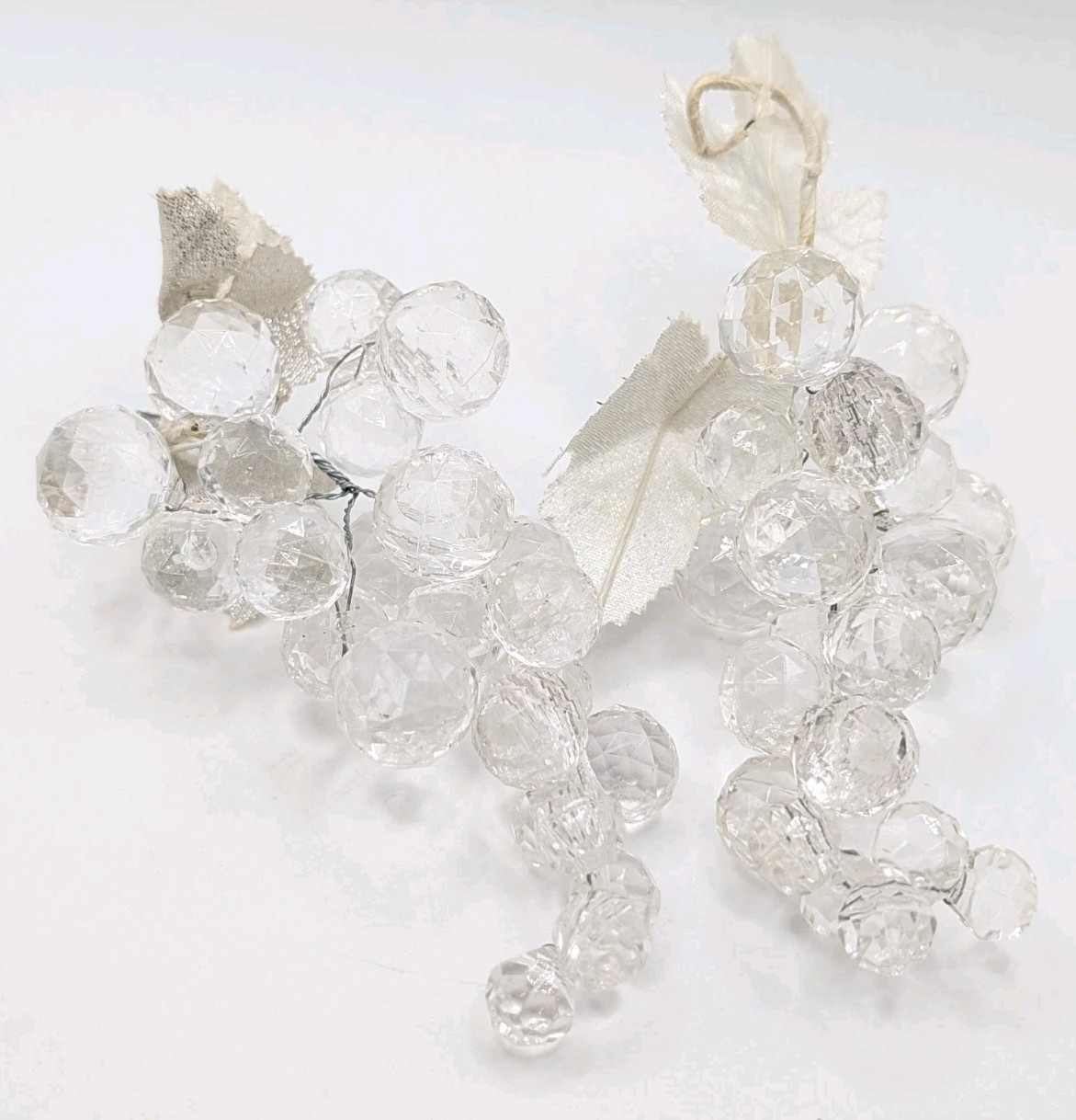 Vintage Clear Acrylic Faceted Grape Cluster Set Of 2 Decorative Home Decor