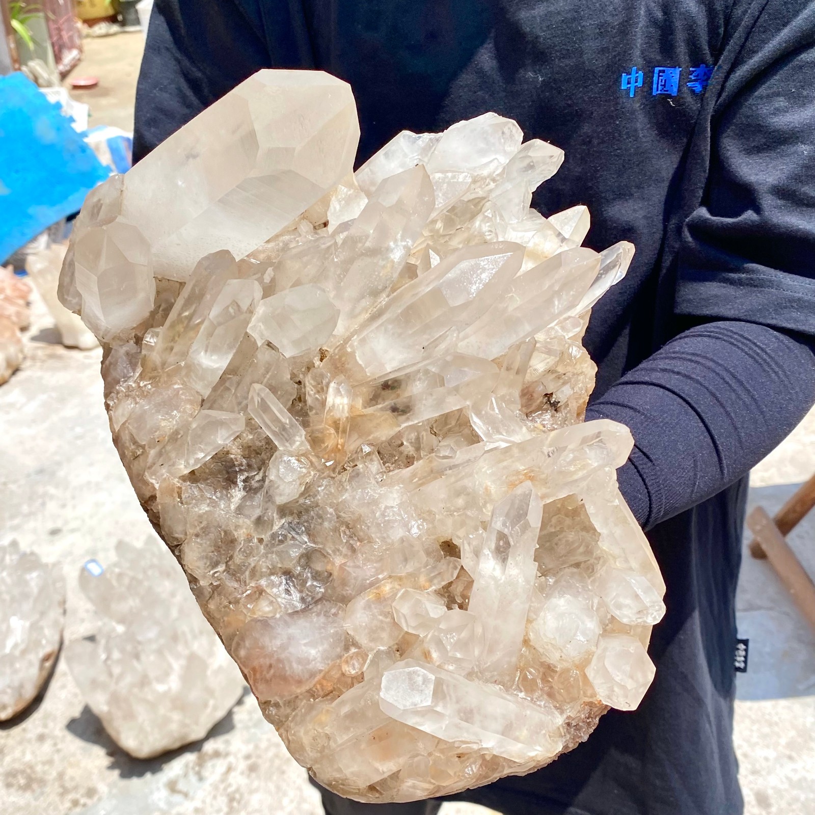 16.17LB Large Natural clear white Quartz Crystal Cluster wand point healing.