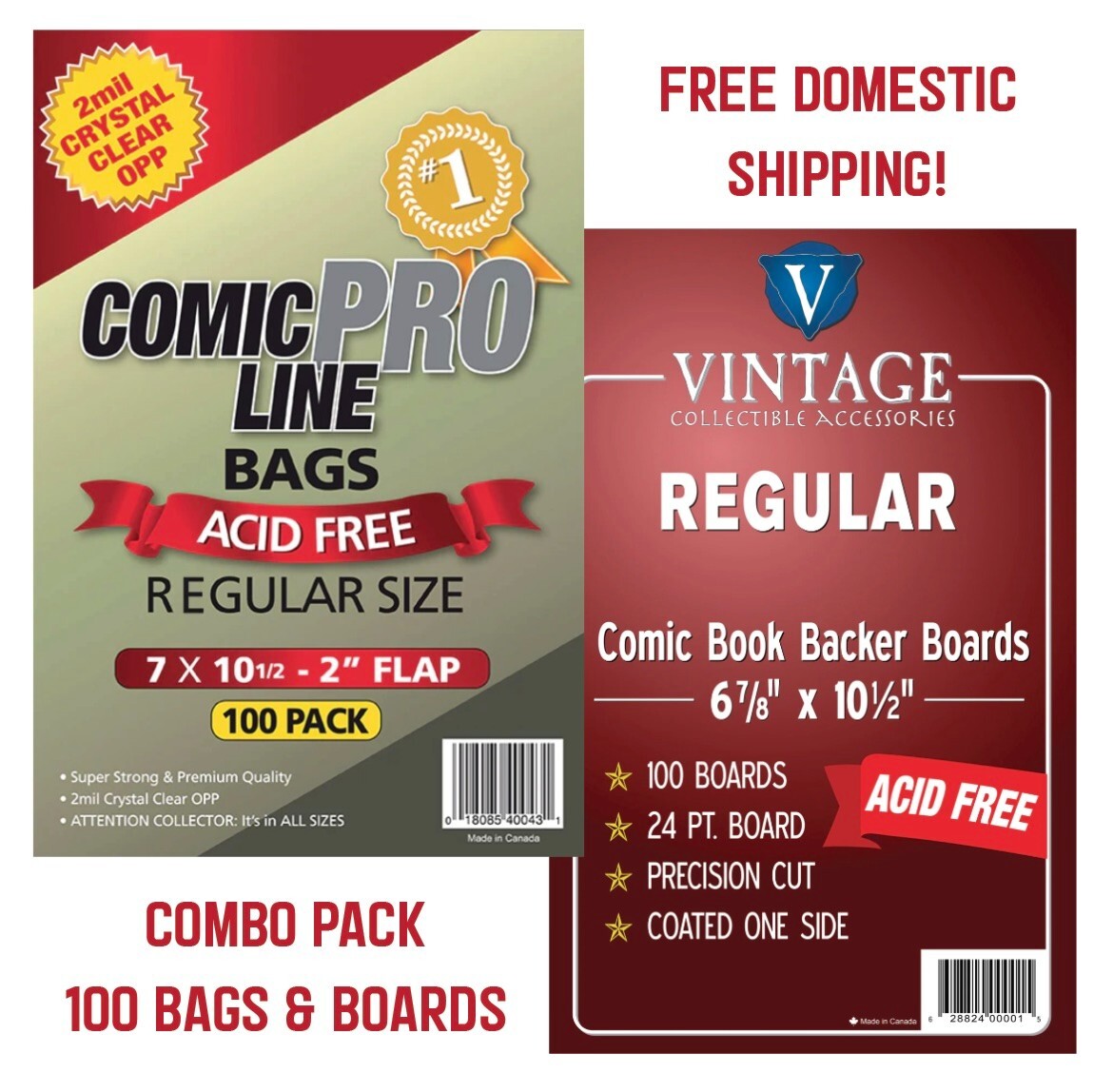 Comic ProLine Bags & Boards 100 Each (Regular Size) Top-Quality – FREE Shipping!