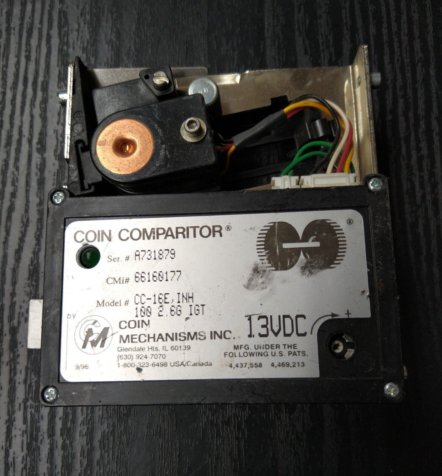 IGT S2000 Slot Machine Coin Comparator CC-16E INH .100 2.6G 13VDC USED