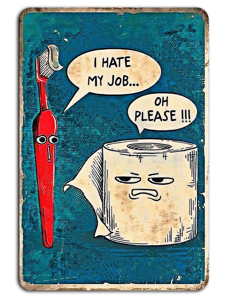 Hate my Job Funny Bathroom Toilet Paper Toothbrush Retro Fridge Magnet 2×3