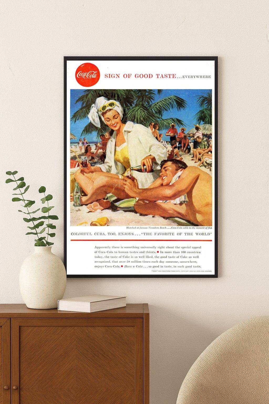 🌴 Mid-Century Coca-Cola Cuba Poster – Vintage Vibes 🌞