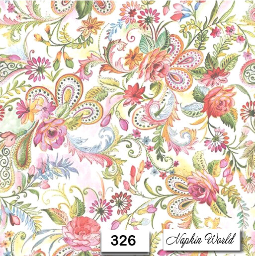 (326) TWO Individual Paper Luncheon Decoupage Napkins – PAISLEY, GYPSY, FLORAL
