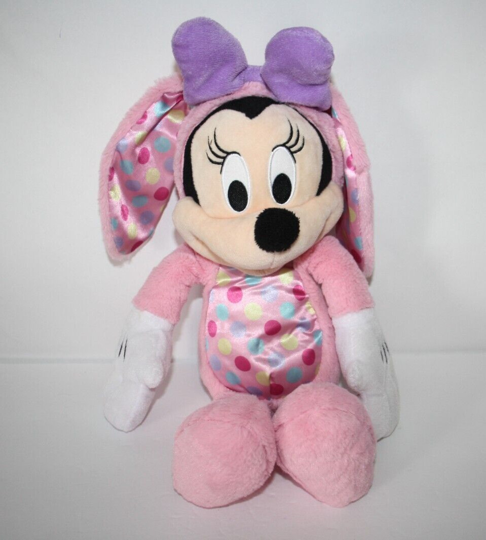 Disney Minnie Mouse Plush Wearing Pink Easter Bunny Costume 16″ Stuffed Animal