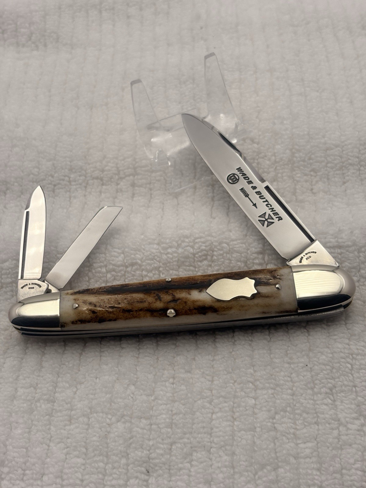 Wade & Butcher XCD Sheffield England Lg 3 Blade Stag Whittler (134)