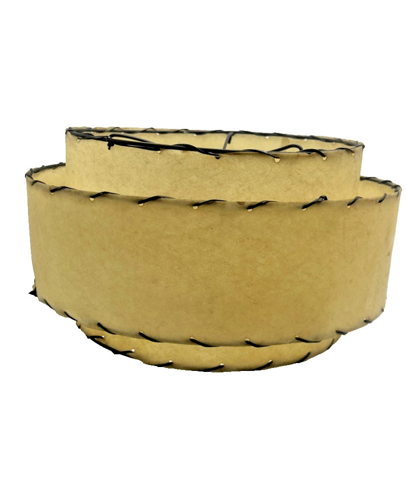 1950s Mid Century Modern MCM 3-Tier Whip Stitch Fiberglass Lamp Shade Atomic
