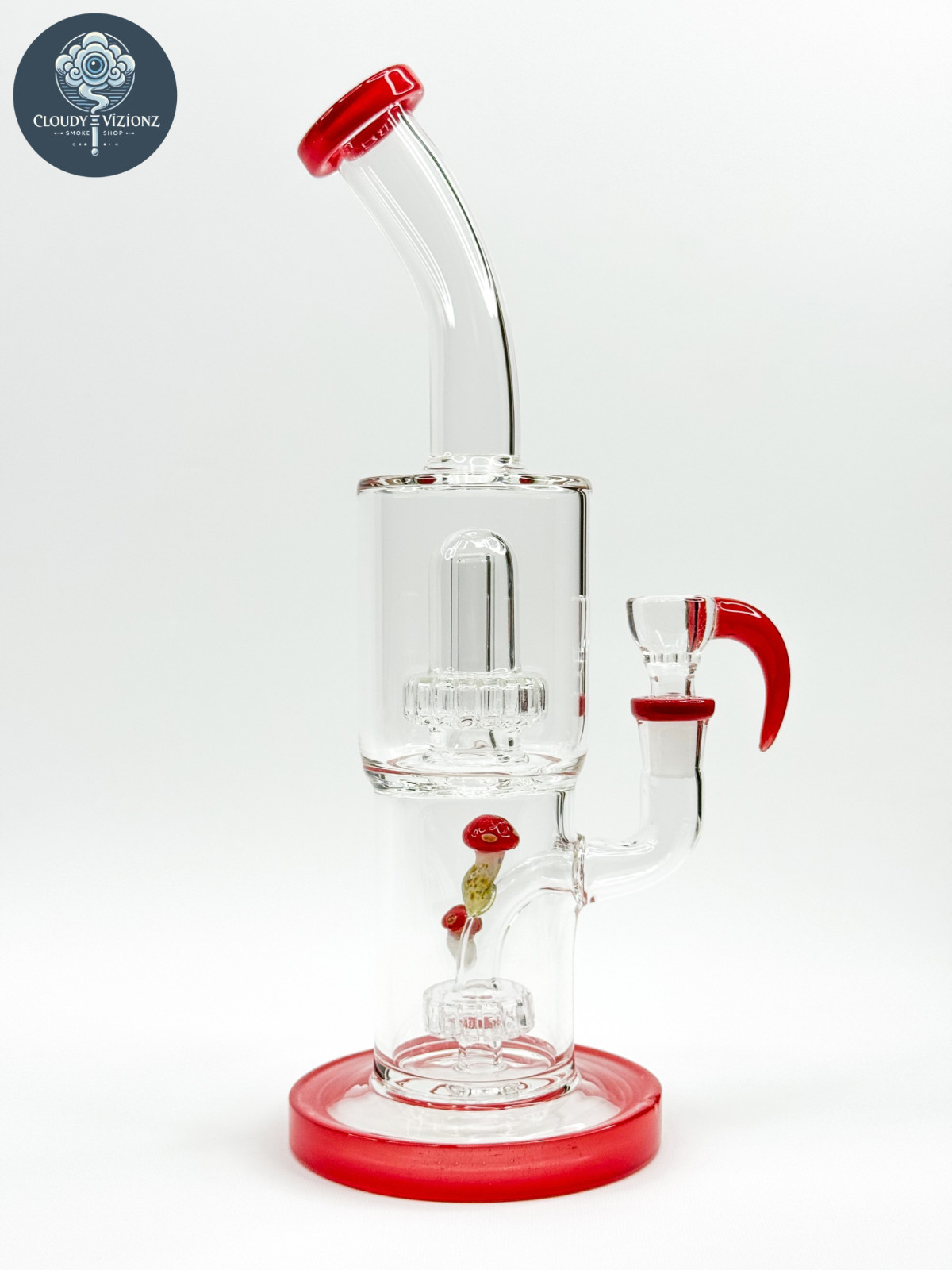 12” Double Chamber Glass Bong – Red Thick Water Pipe Hookah w/ 14mm Bowl