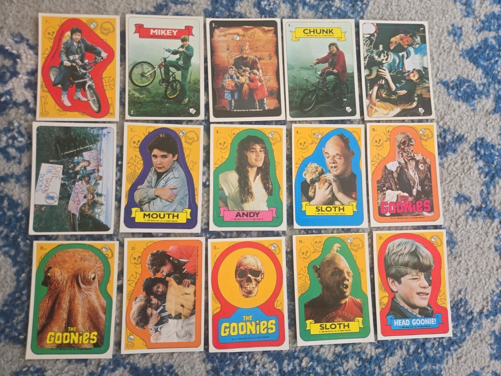 1985 TOPPS GOONIES STICKER SET 15 STICKERS – Mint Condition