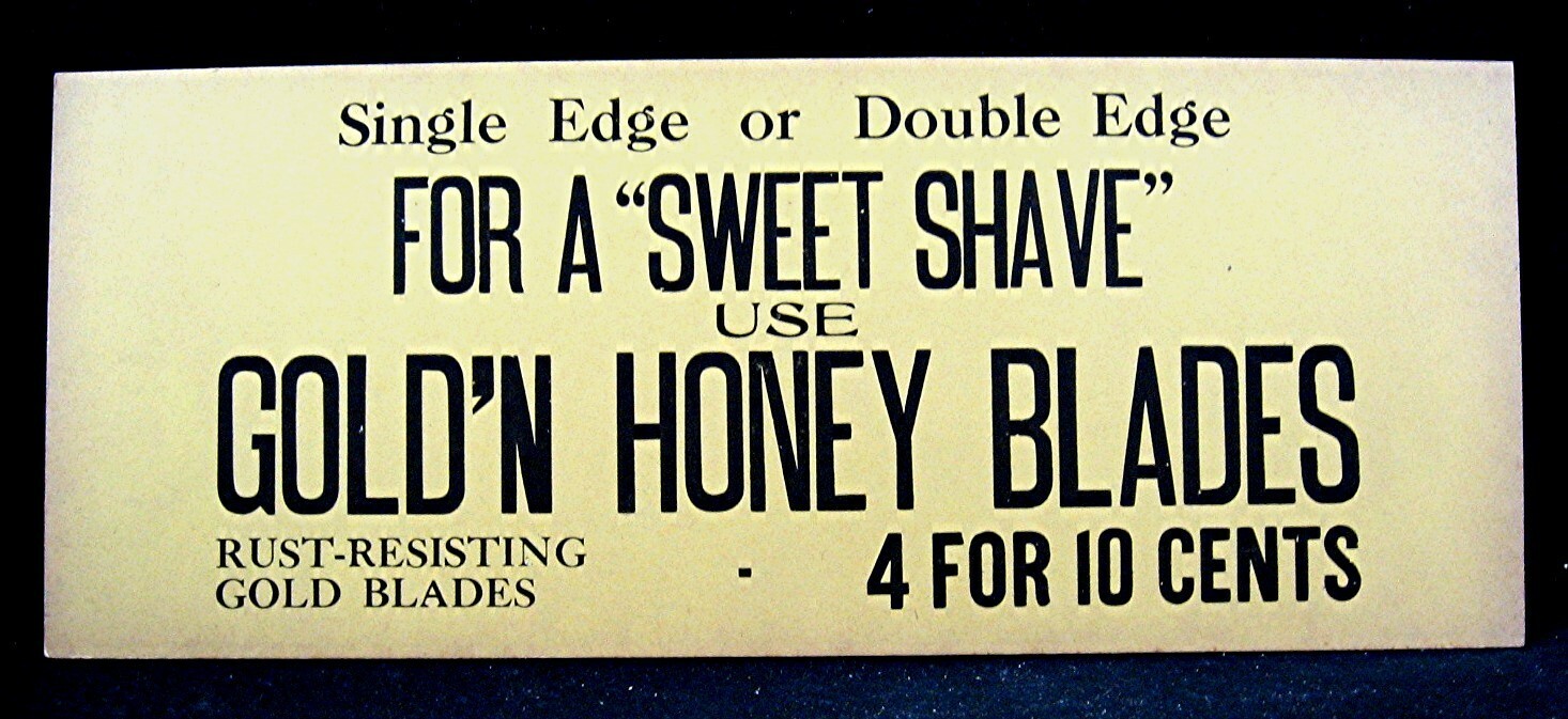 Gold’n Honey Blades Cardboard Sign Honey Blade Co St Louis Mo Old Store Stock