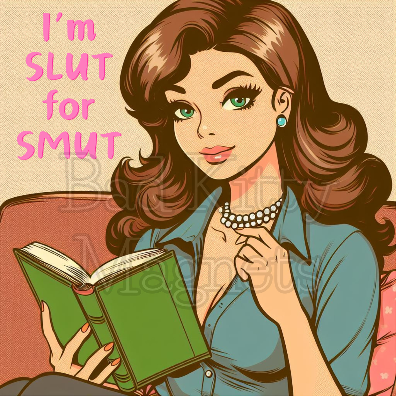Retro woman $lut for smut fun High Quality Metal Magnet 4×4 inches 145