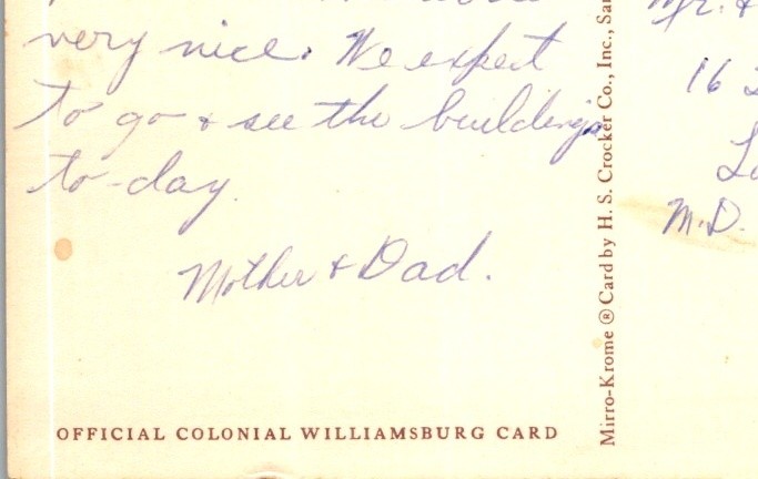 1966 Colonial Williamsburg VA Magazine & Guardhouse Postcard Mirro-Krome