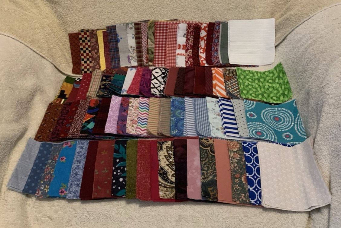 258 Pc Lot #19 Leftover Multicolor Pre-Cut 4×4 Cotton Fabric Quilt Squares – NEW