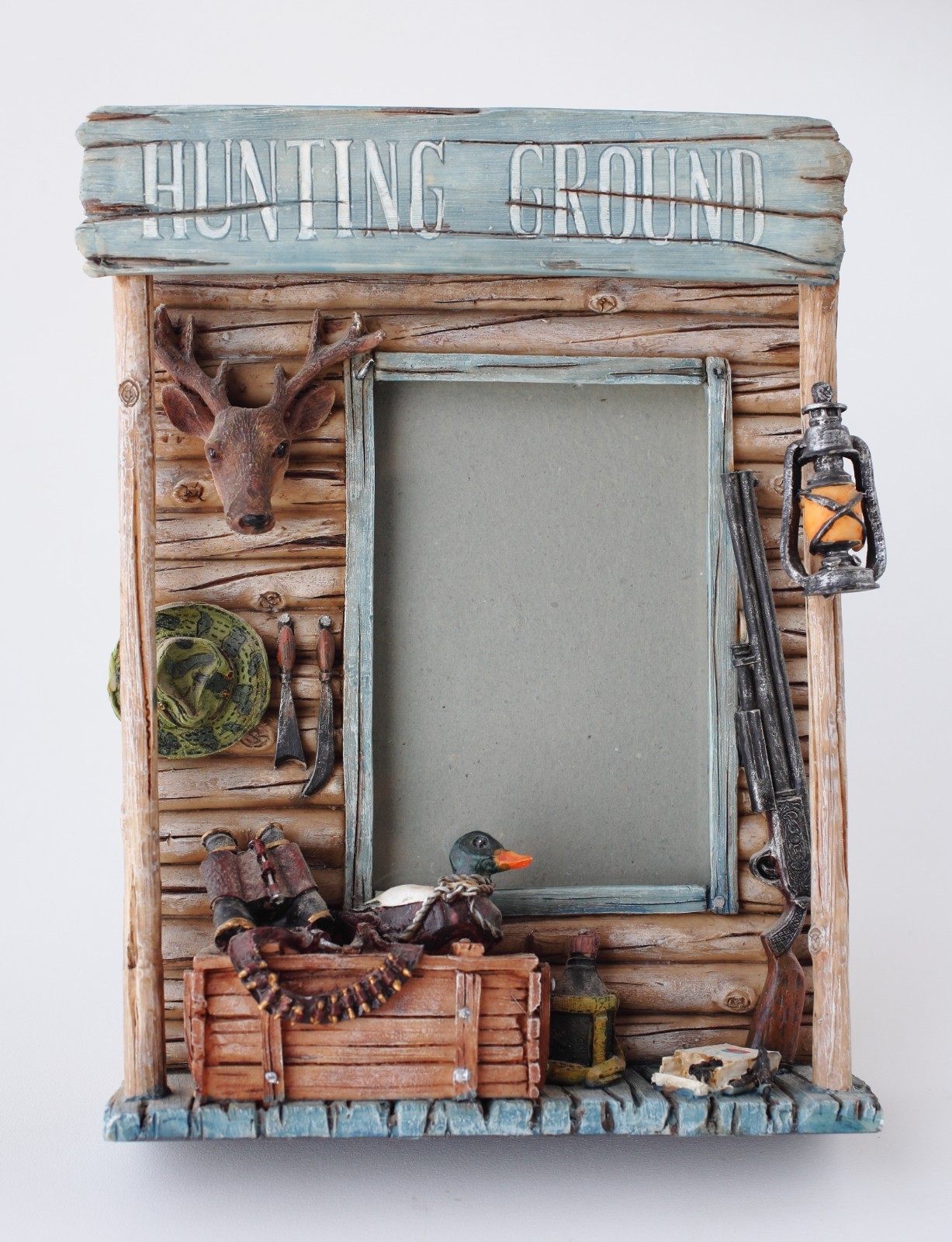 3D Hunting Log Cabin 4×6 Photo Picture Frame, Resin, by Prinz brand VG Condition