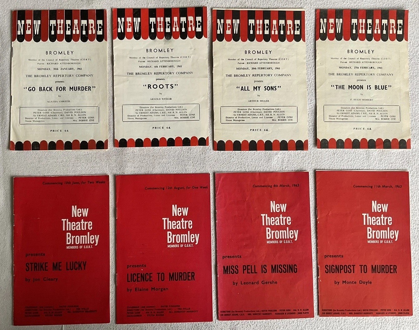 Collectable Vintage Joblot/Bundle Of 8x “New Theatre” Bromley, Programmes 1960s