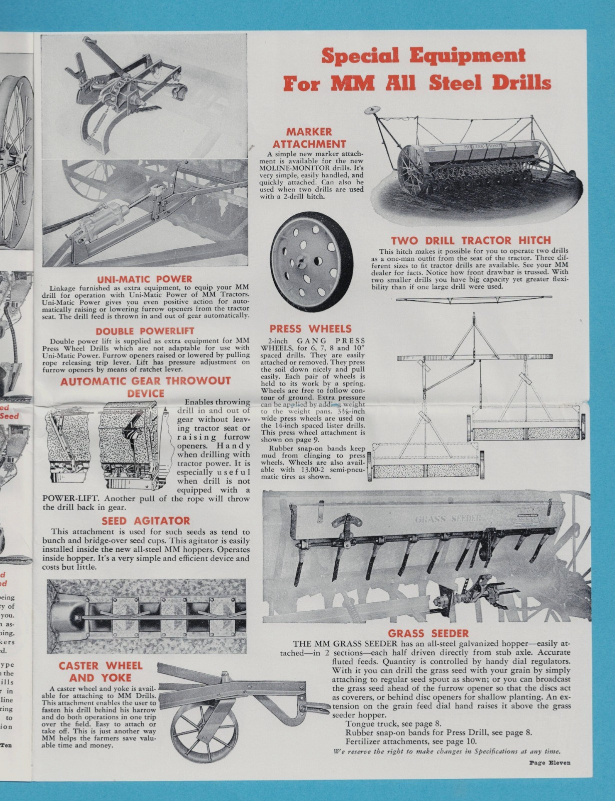 MINNEAPOLIS-MOLINE MOLINE-MONITOR DRILLS 12 PAGE BROCHURE 86540-V