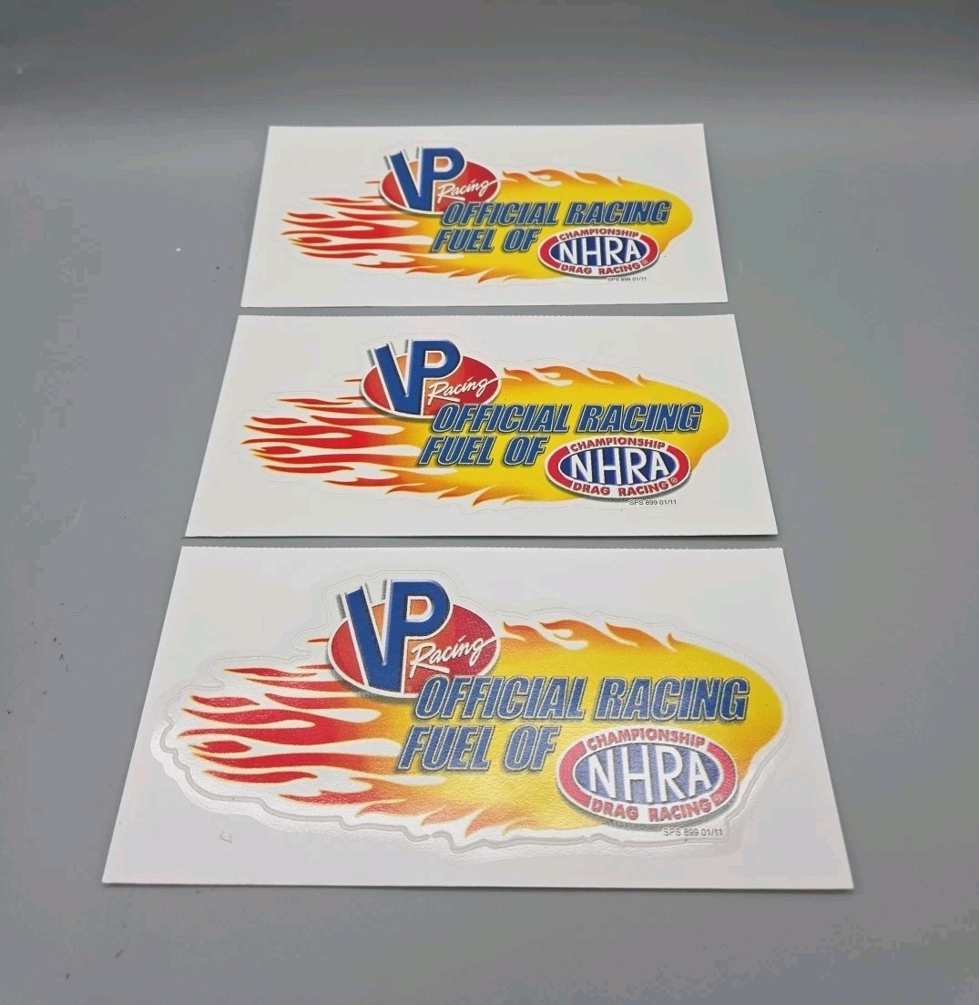 Lot Of 3 “VP RACING FUELS” NHRA Drag Racing Decals Stickers Official Fuel 6.75″
