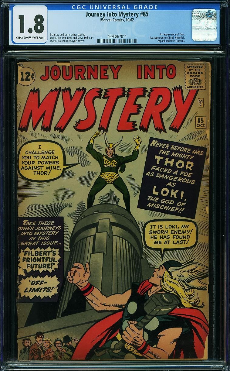 1962 Marvel Comics Journey Into Mystery 85 CGC 1.8. 1st Appearance of Loki
