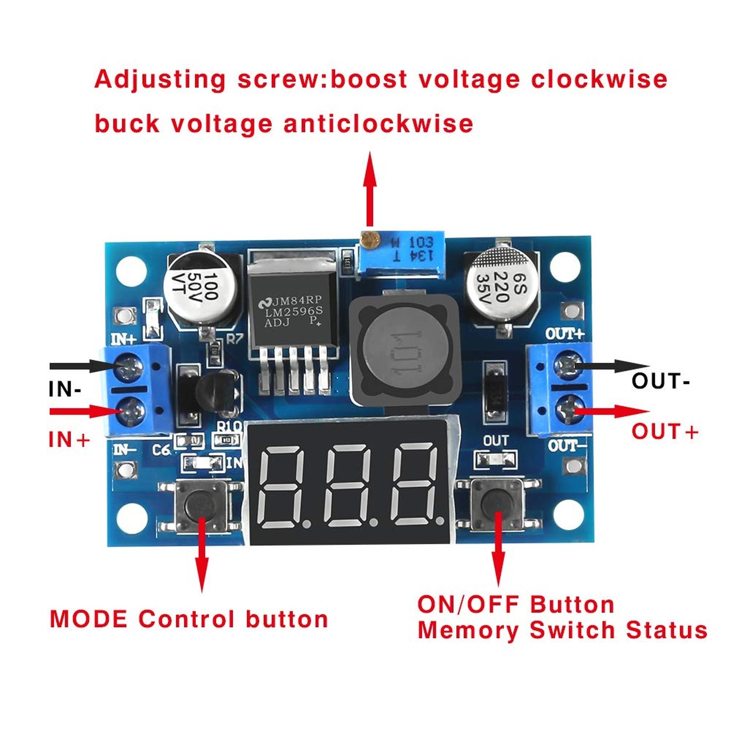 2pcs LM2596 Adjustable Voltage Regulator 4.0-40V to 1.25-37V DC 36V to 24V to…