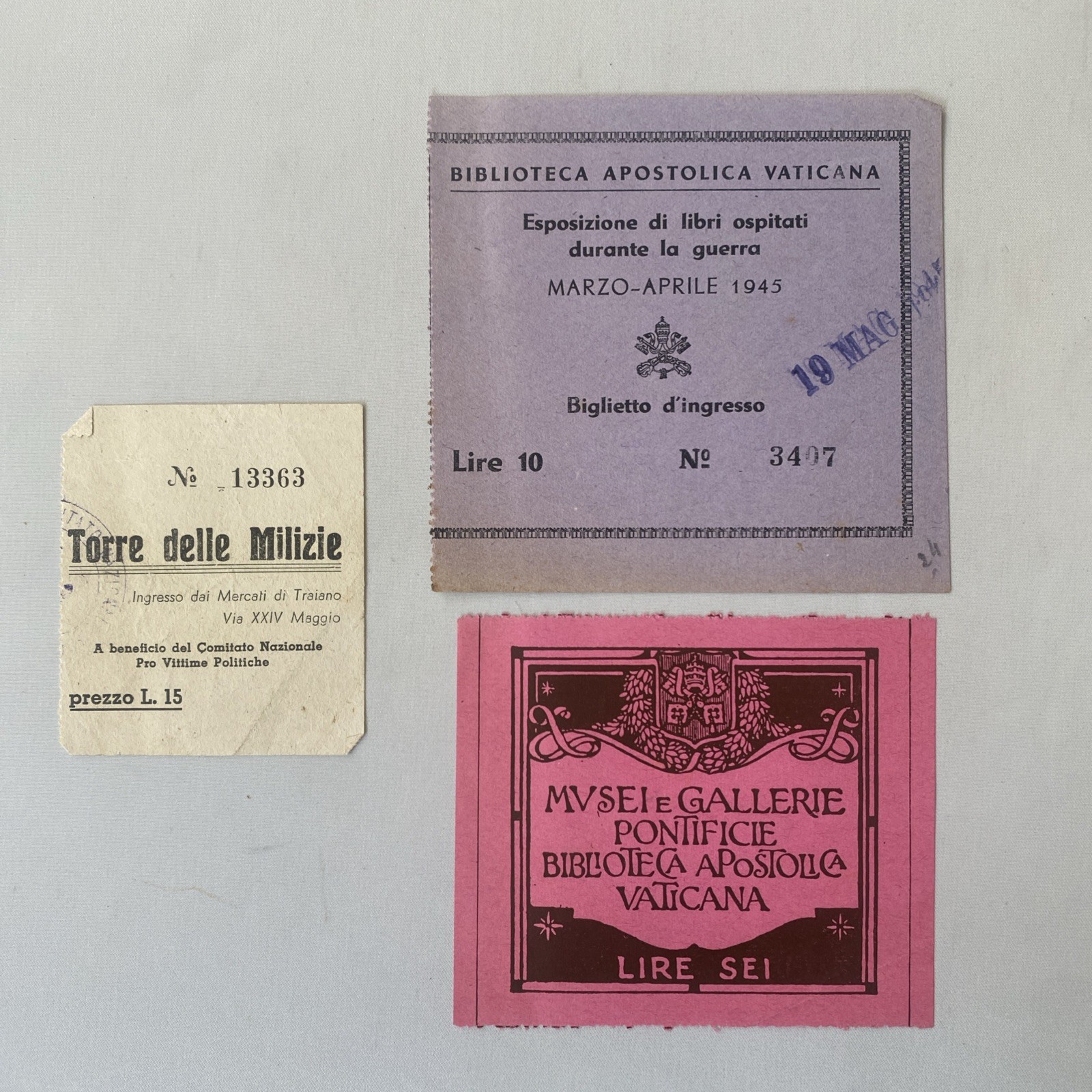 WW2 ENTERTAINMENT PROGRAMMES 1944/45 ITALIAN WITH TICKETS