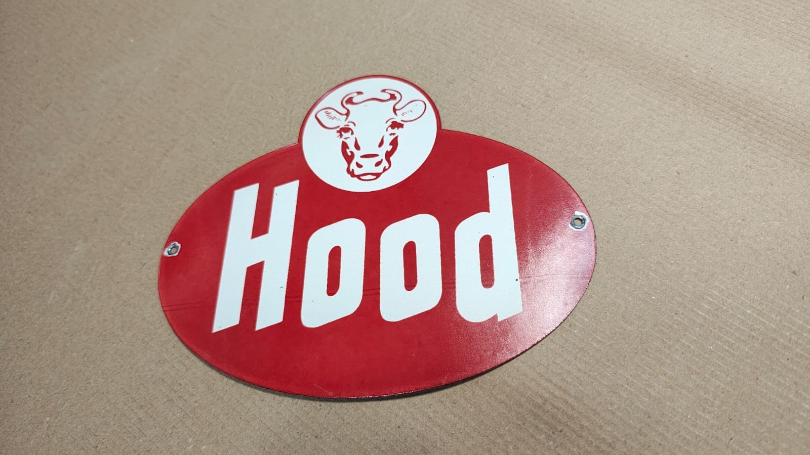 Porcelain Hood Enamel Sign 8 x 6.5 Inches