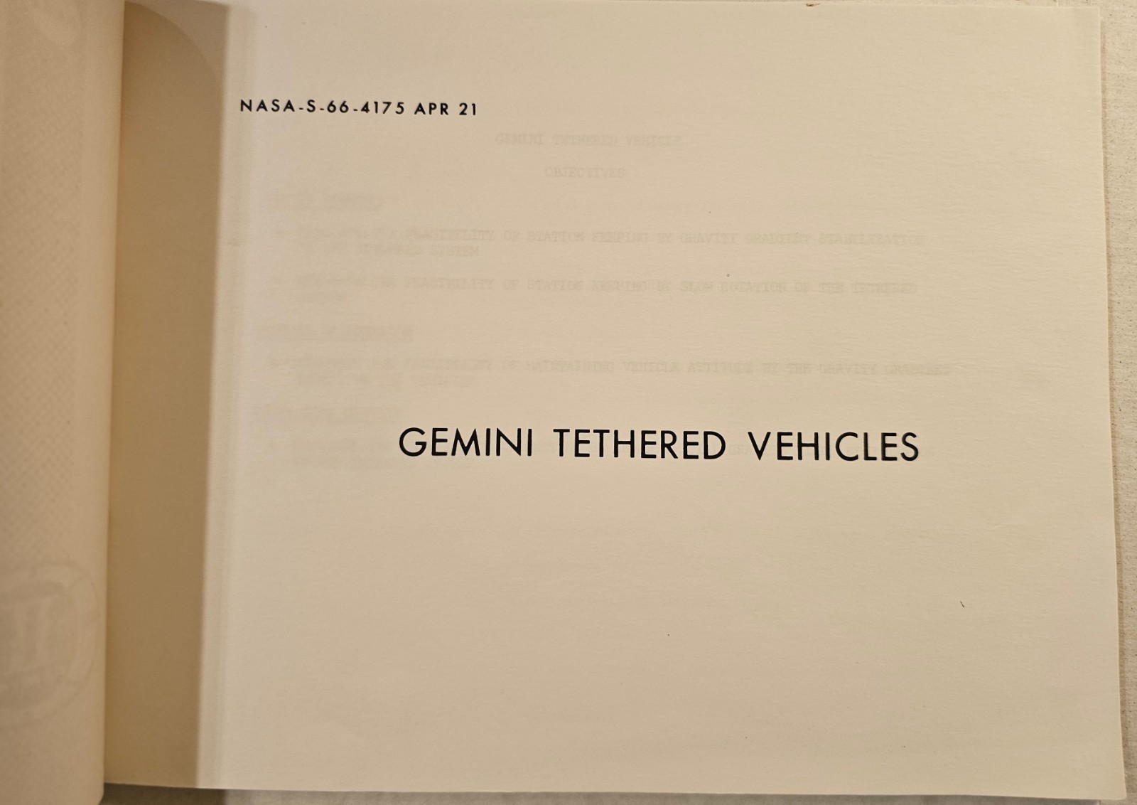 Jim Lovell Signed Training Manual – Gemini XII Artificial Gravity Experiment