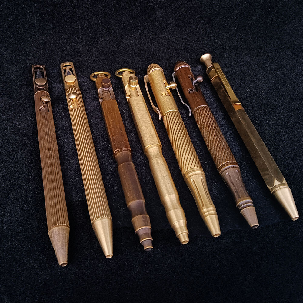 Solid Brass Bolt Action Ball Point Quality Pen Copper Art Craft Pocket EDC Gift2