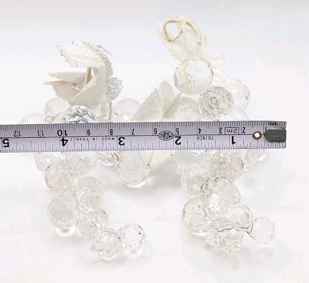 Vintage Clear Acrylic Faceted Grape Cluster Set Of 2 Decorative Home Decor