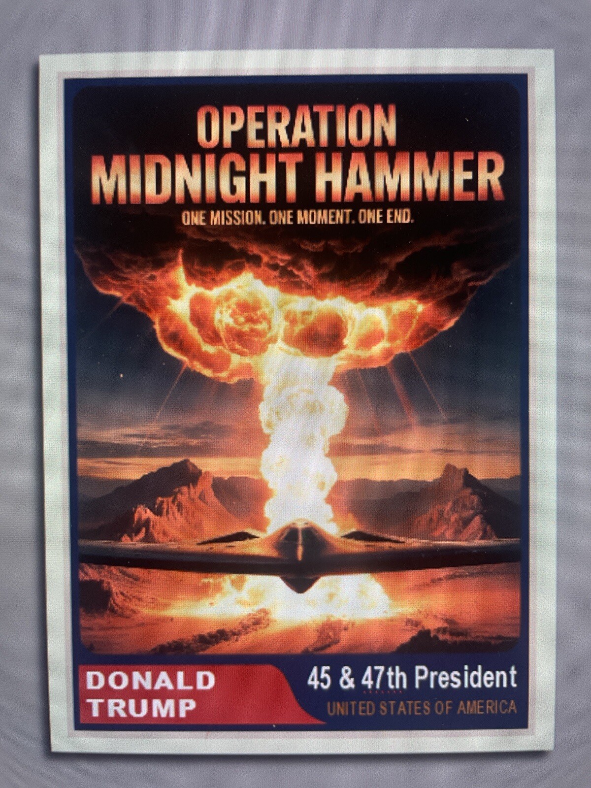 Donald Trump 2024 “47“ Custom ACEO Card Operation Midnight Hammer