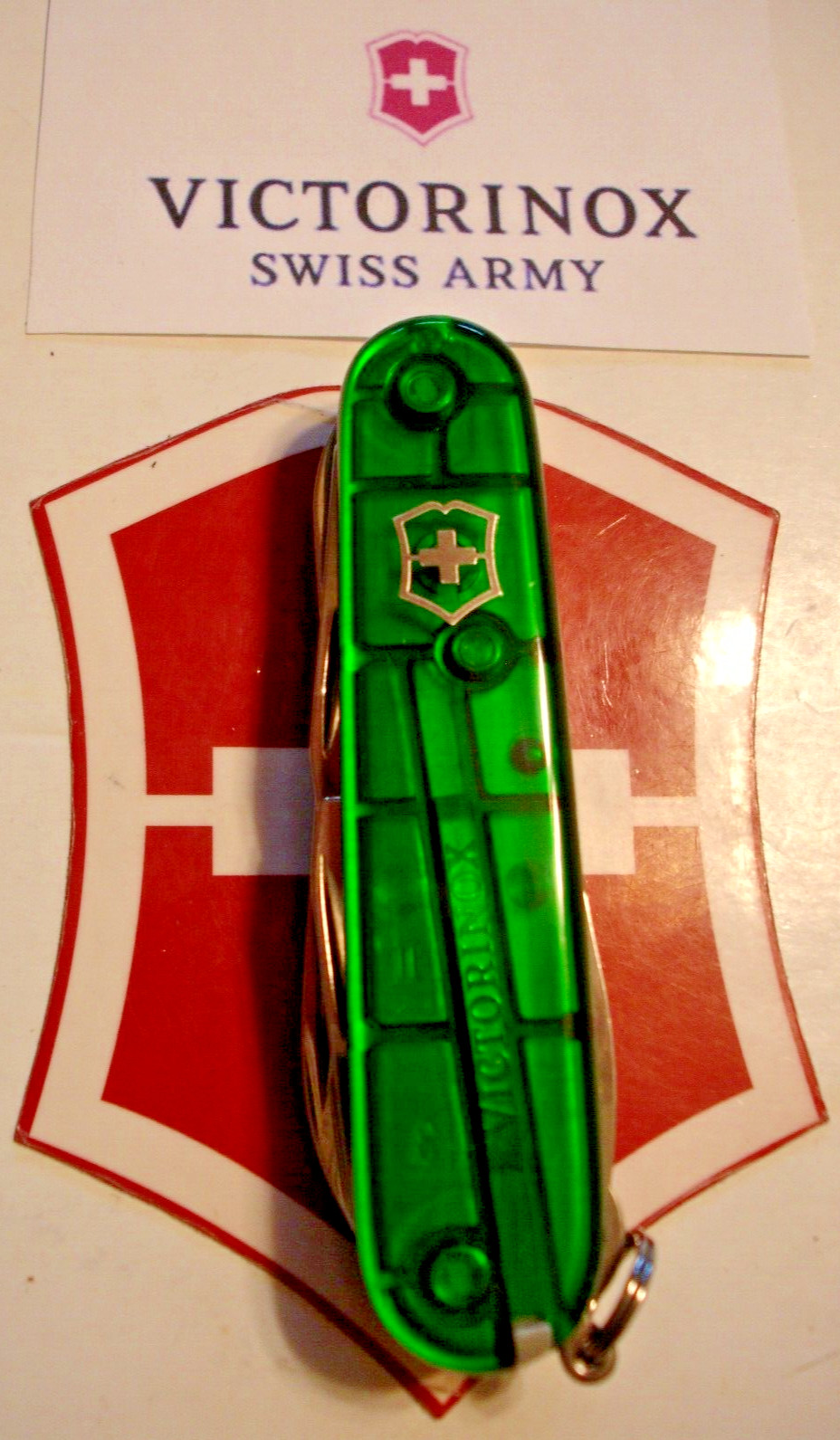 VICTORINOX 91mm TRANSLUCENT EMERALD GREEN CLIMBER 14 FUNCTION SWISS ARMY KNIFE