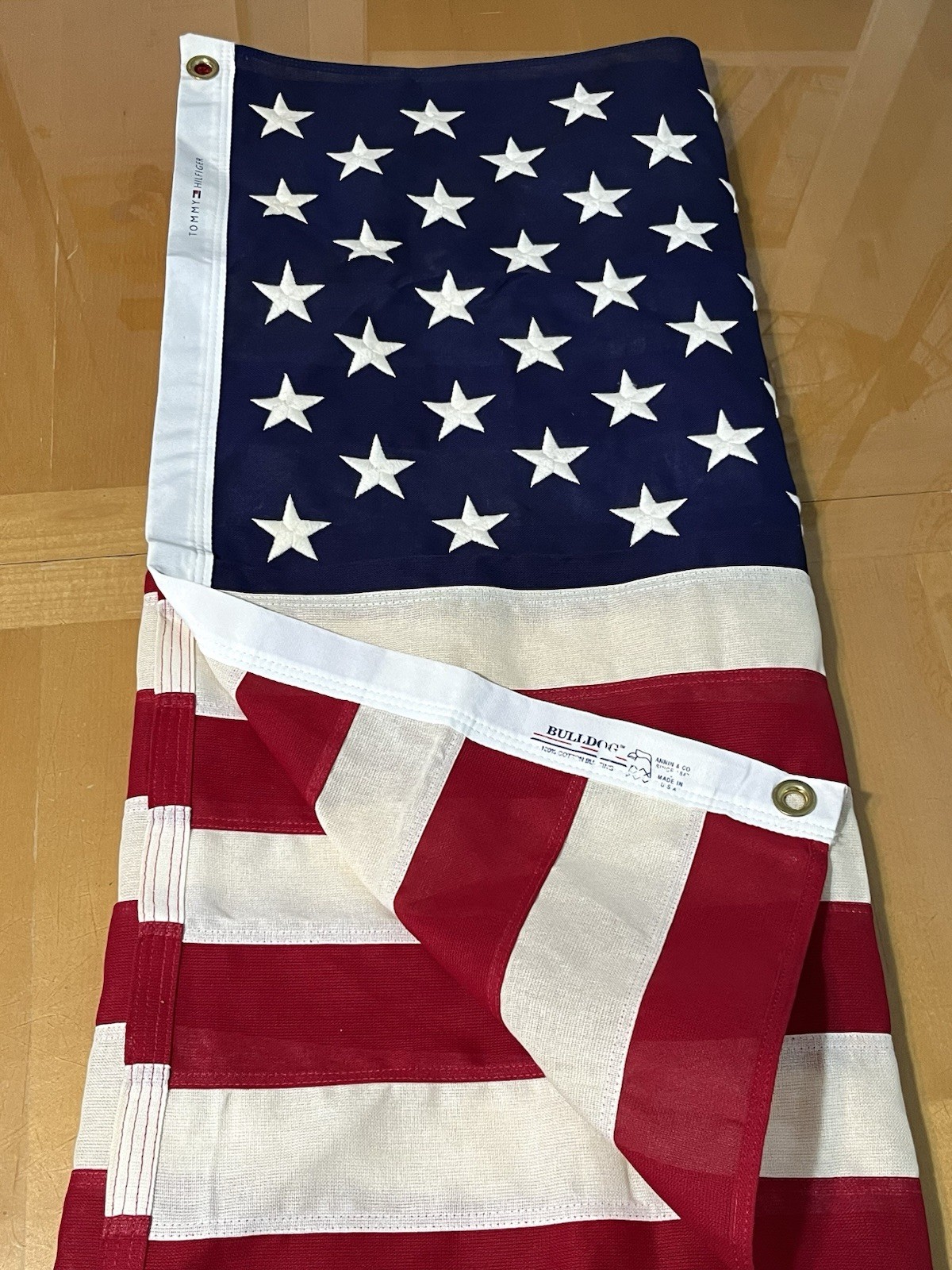 Tommy Hilfiger Bulldog Annin & Co. Embroidered American USA Flag 59×33”