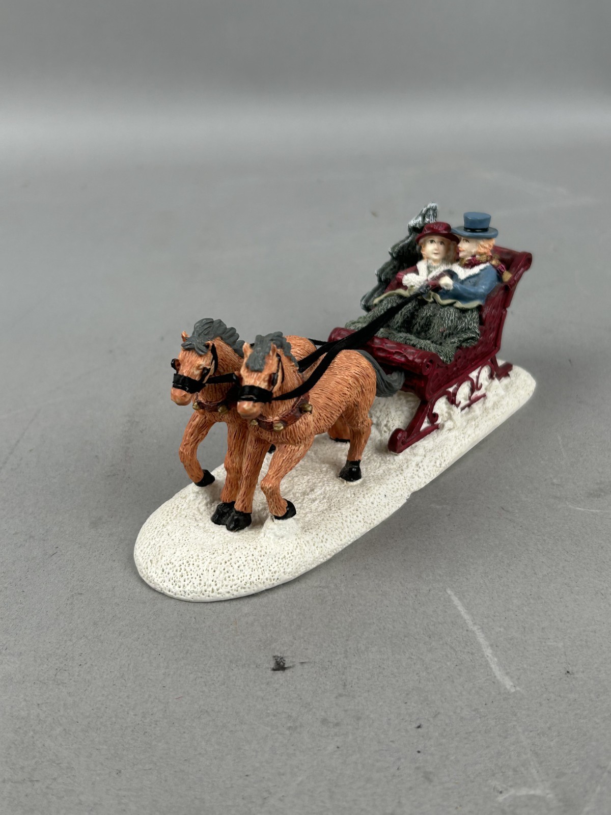 Vintage 1991 Mervyn’s Village Square Christmas Horse Drawn Sleigh Ride Figurine