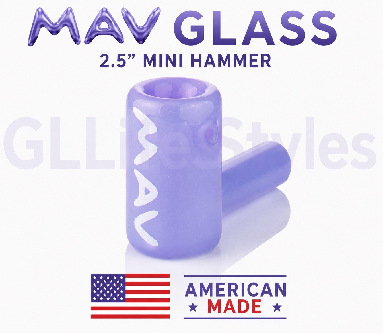 MAV GLASS 2.5″ Mini Hammer Hand Pipe, 10 Colors Available, FREE SH $30, LAVENDER
