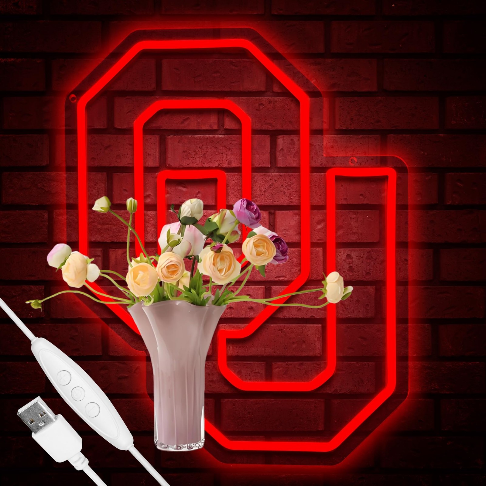 University Football Team Neon Sign, Light Up Dimmable OU College Team Logo Ne…