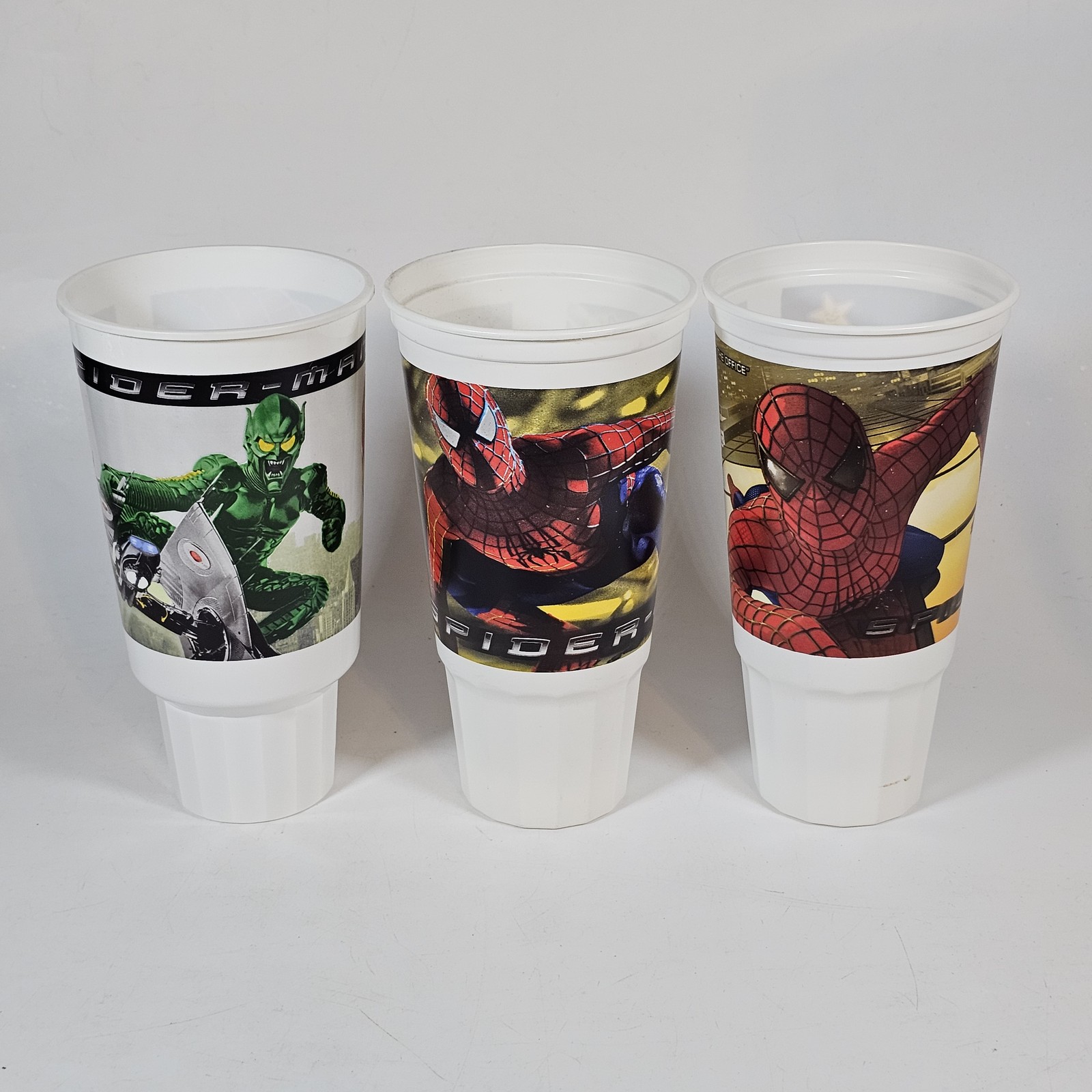 Vintage 2002 Spider-Man MOVIE Hardee’s Collectible Cups Set of 3 Marvel
