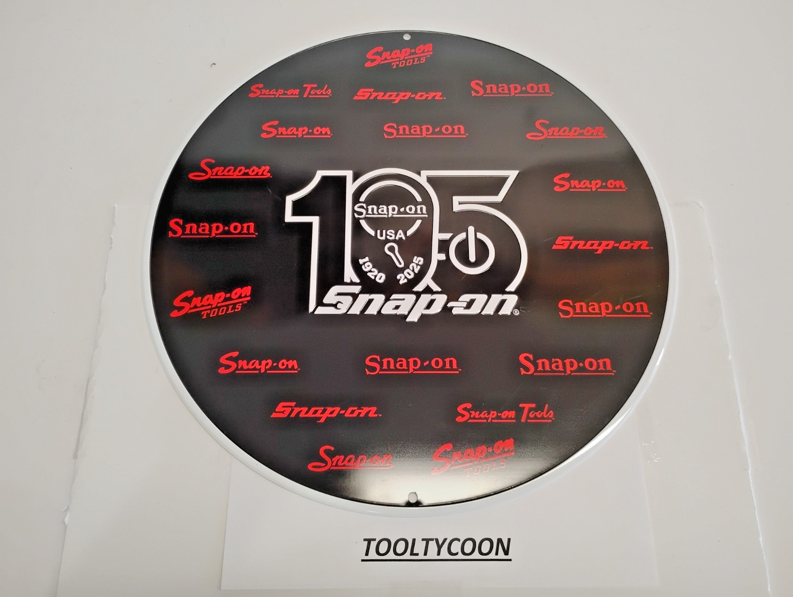 Snap-On Tools NEW Ultra Rare 105th Anniversary Tin SIGN Collector Black/Red