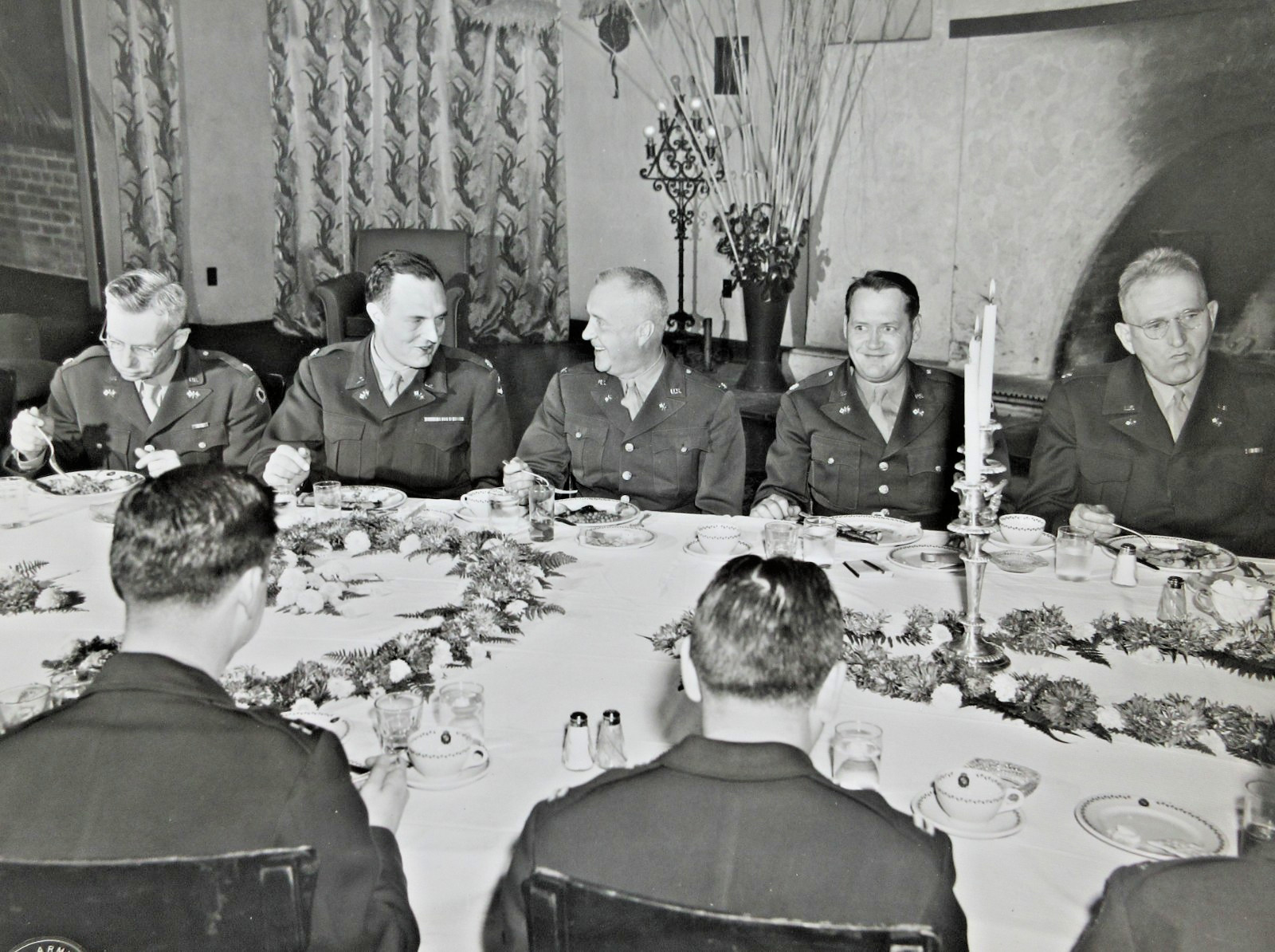 WWII US Army Signal Corps Officers Dinner Photos (8X10) Staff Uniforms 1940s
