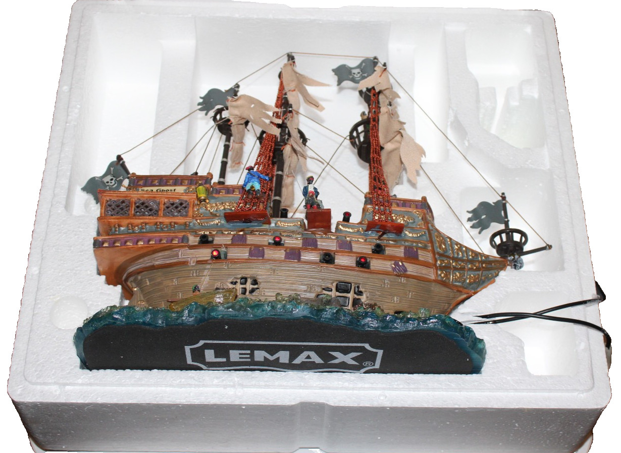 Lemax Spookyside Estates Haunted Galleon Lighted Animated in box 2003 Halloween