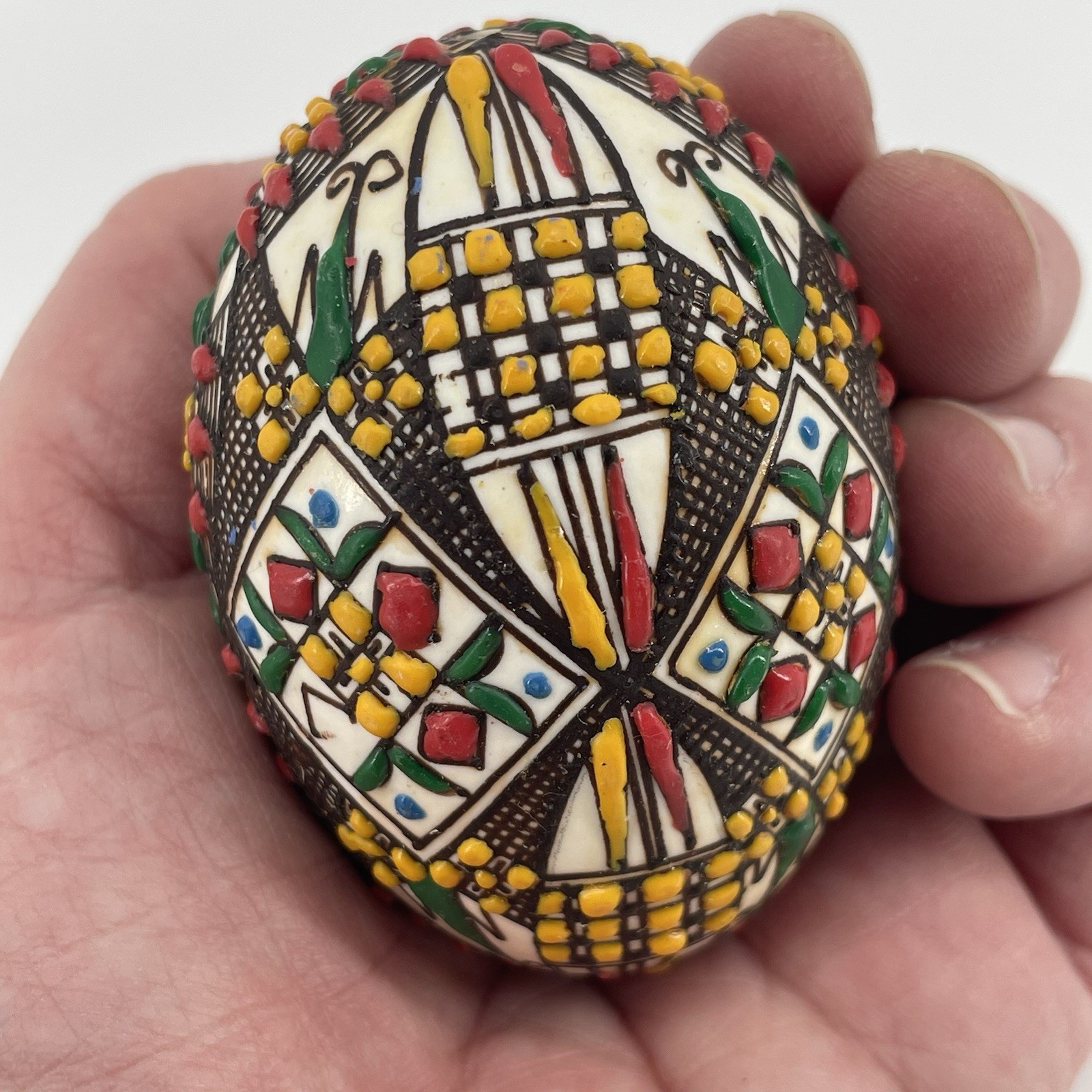My Romanian Store Hand Painted Easter Egg 2.5″-3″ Brown Folk Art Collector NIB