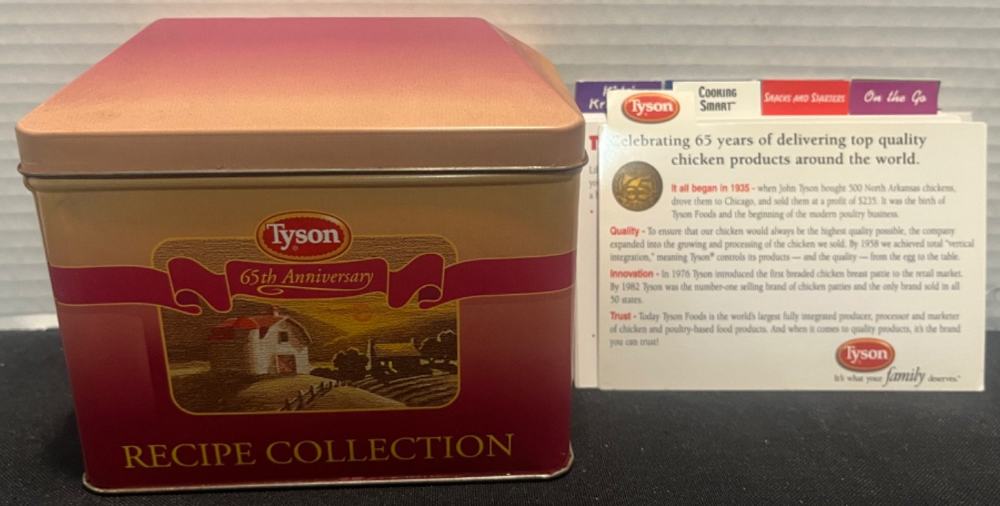 Tyson 65th Anniversary Recipe Collection Tin w/ Recipe Cards Cookbook Recipes