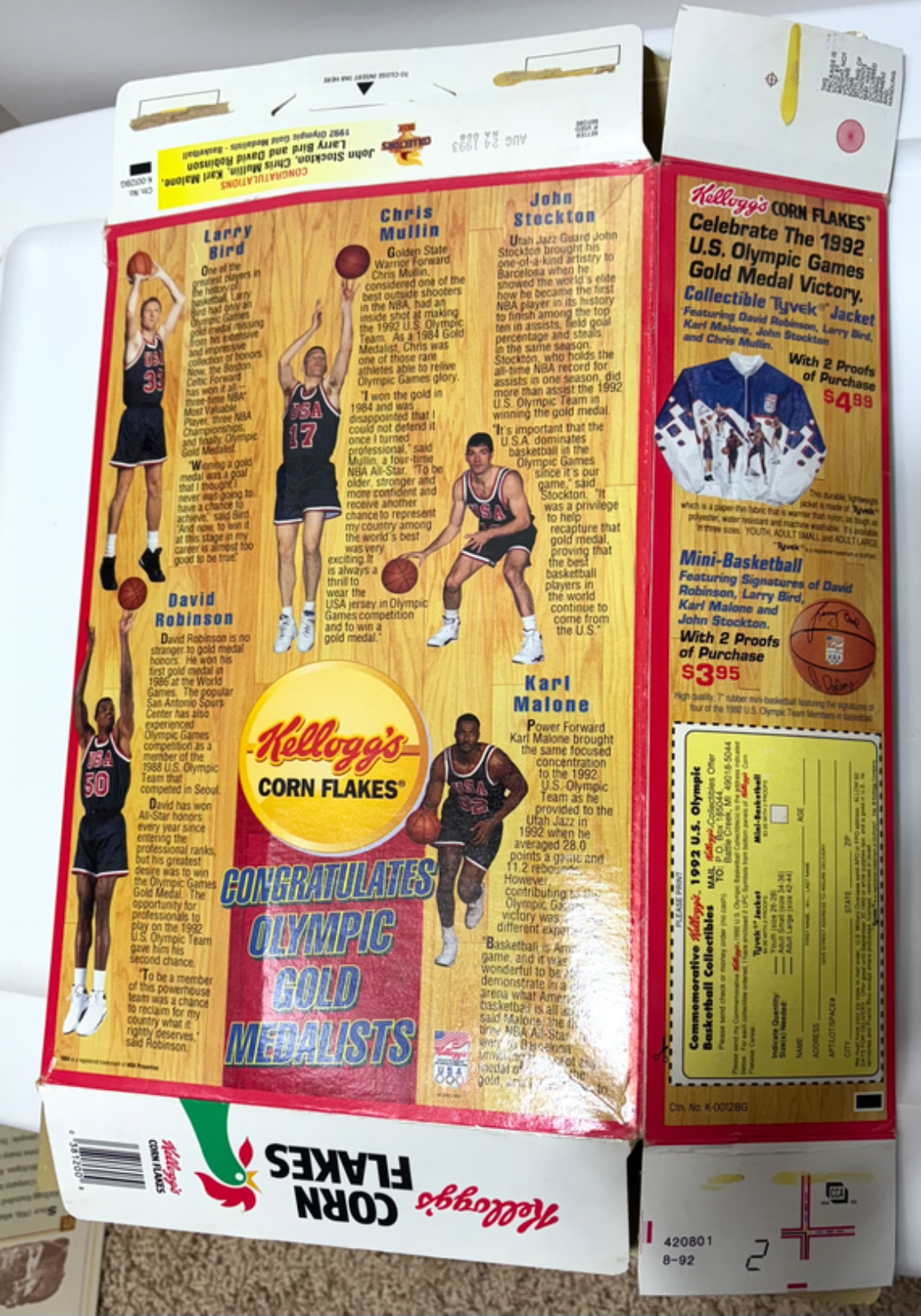 2 Set -Kellogg’s Corn Flakes Cereal Boxes-90 Years #2 & 1992 Olympics Basketball