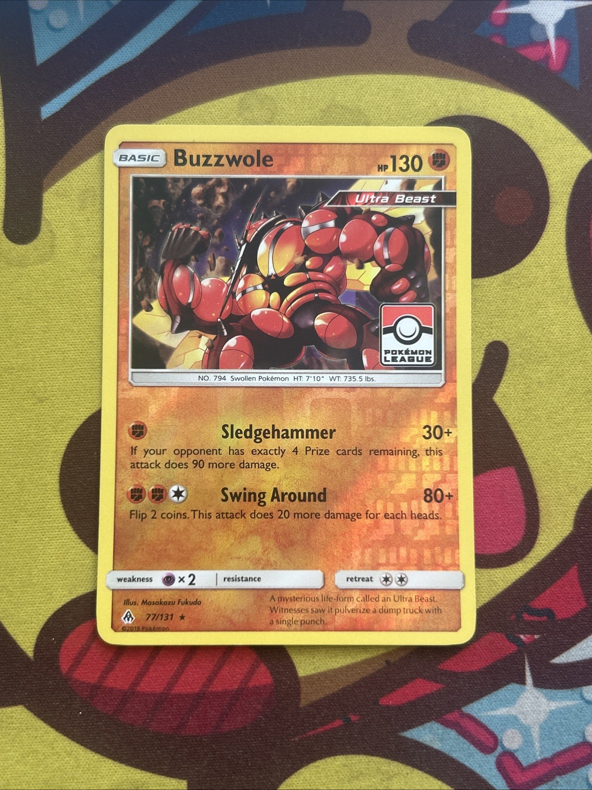 Pokemon Buzzwole 77/131 – League Promo Holo – SM Forbidden Light – Light Play