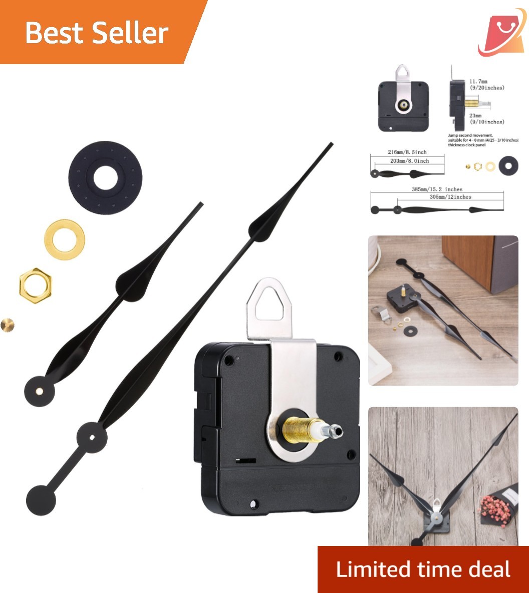 12 Inch High Torque Quartz Clock Mechanism with Long Hands for Easy Installation