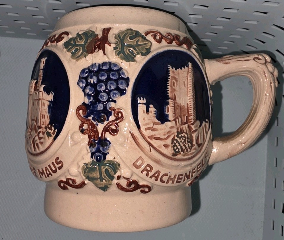 Vintage Germany Gerz Castle Mug Cup Mauseturm Ruine Maus Drachenfels Fein Bruder